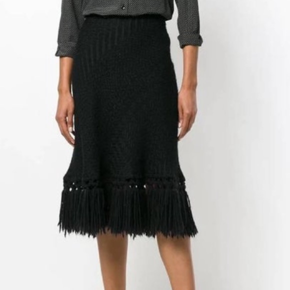 Dolce & Gabbana Dresses & Skirts - Dolce & Gabbana Black Knitted Wool Skirt with Fringes